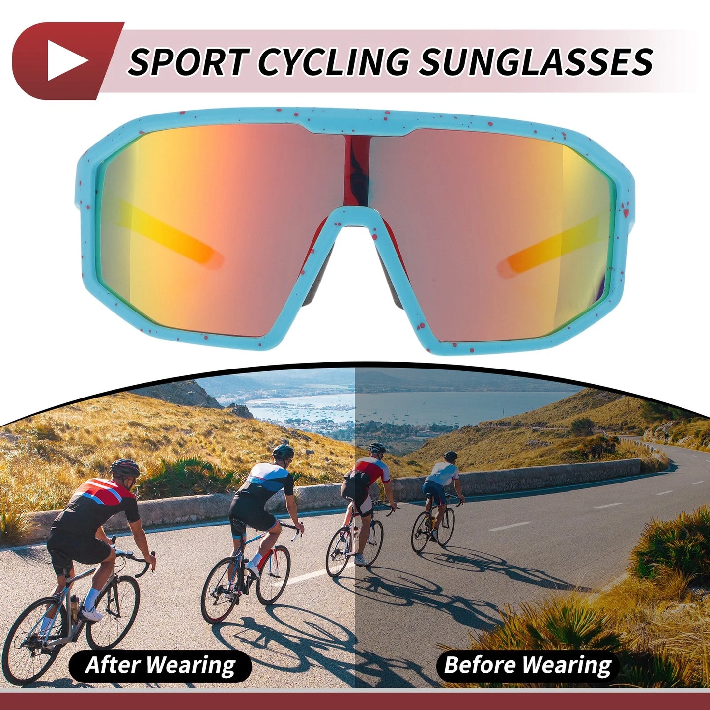 Motorcycle Riding Goggles Red Lens Blue Red Frame for Motorcycle