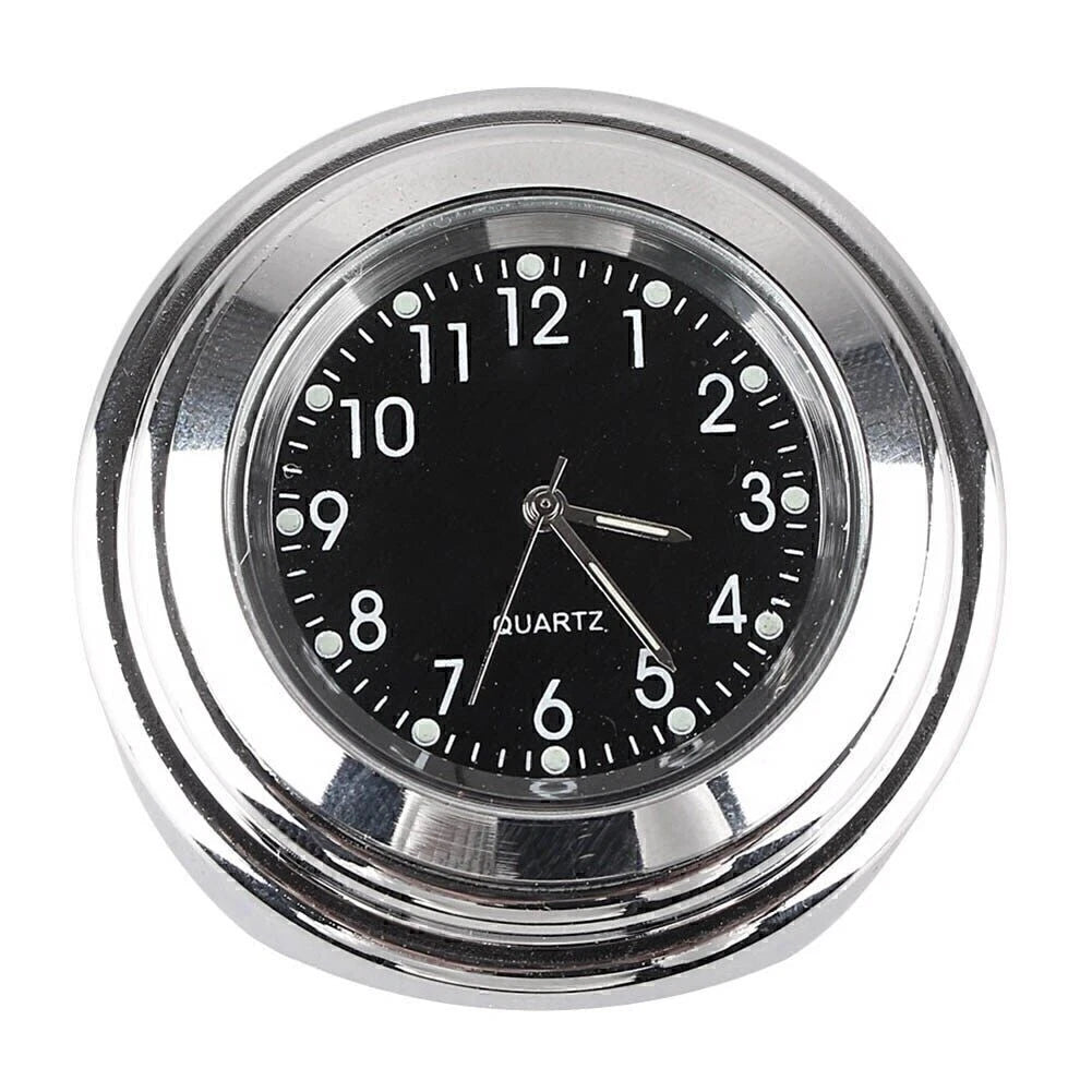 Chrome Black Dial Handlebar Glow-Watch Clock for Bike (Fits Most Bikes)