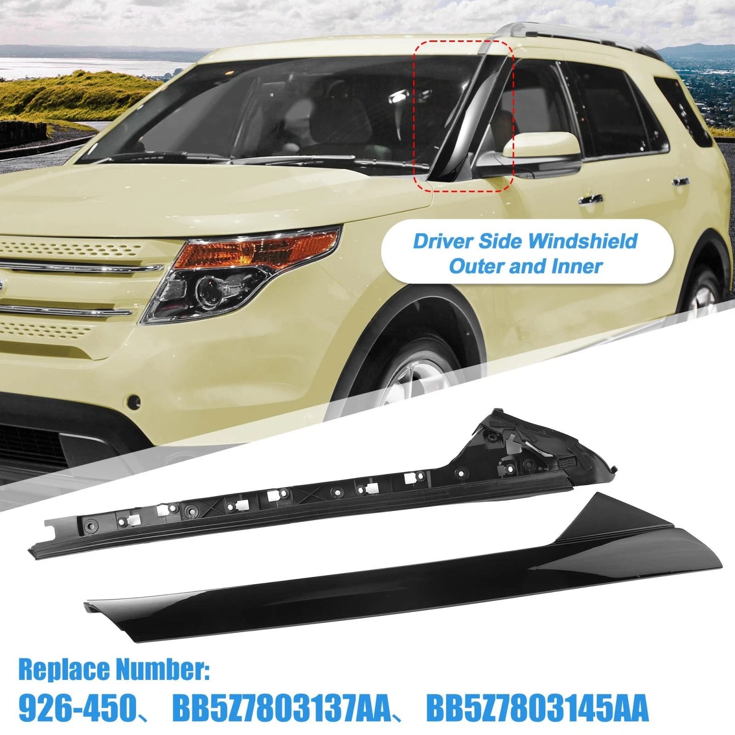 Windshield A-Pillar Trim Panel Kit for Ford Explorer (2011-2019)
