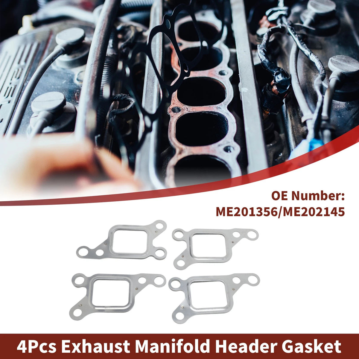 4 Pcs Exhaust Manifold Gasket for Mitsubishi L200 (1996-2005)
