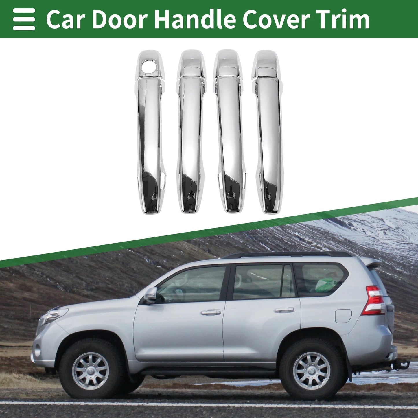 Smart Car Door Handle Cover Trim for Toyota Prius (2010-2015) Silver Tone