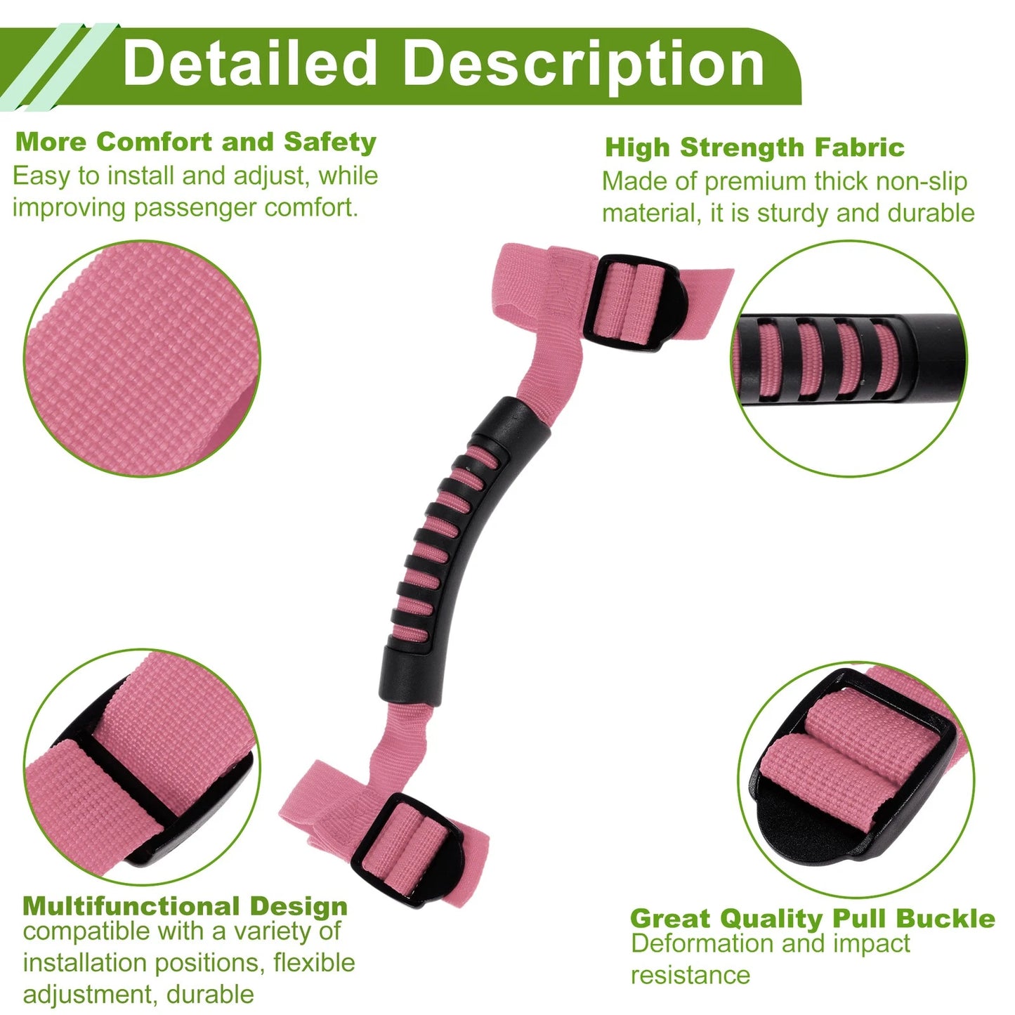 Roll Bar Grab Handles for Jeep Wrangler 1987-2021 - 2 x Pink Handles