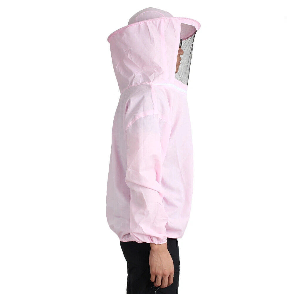 Polyester Cotton Pink Beekeeping Jacket with Veil & Hat for Bee Keeping