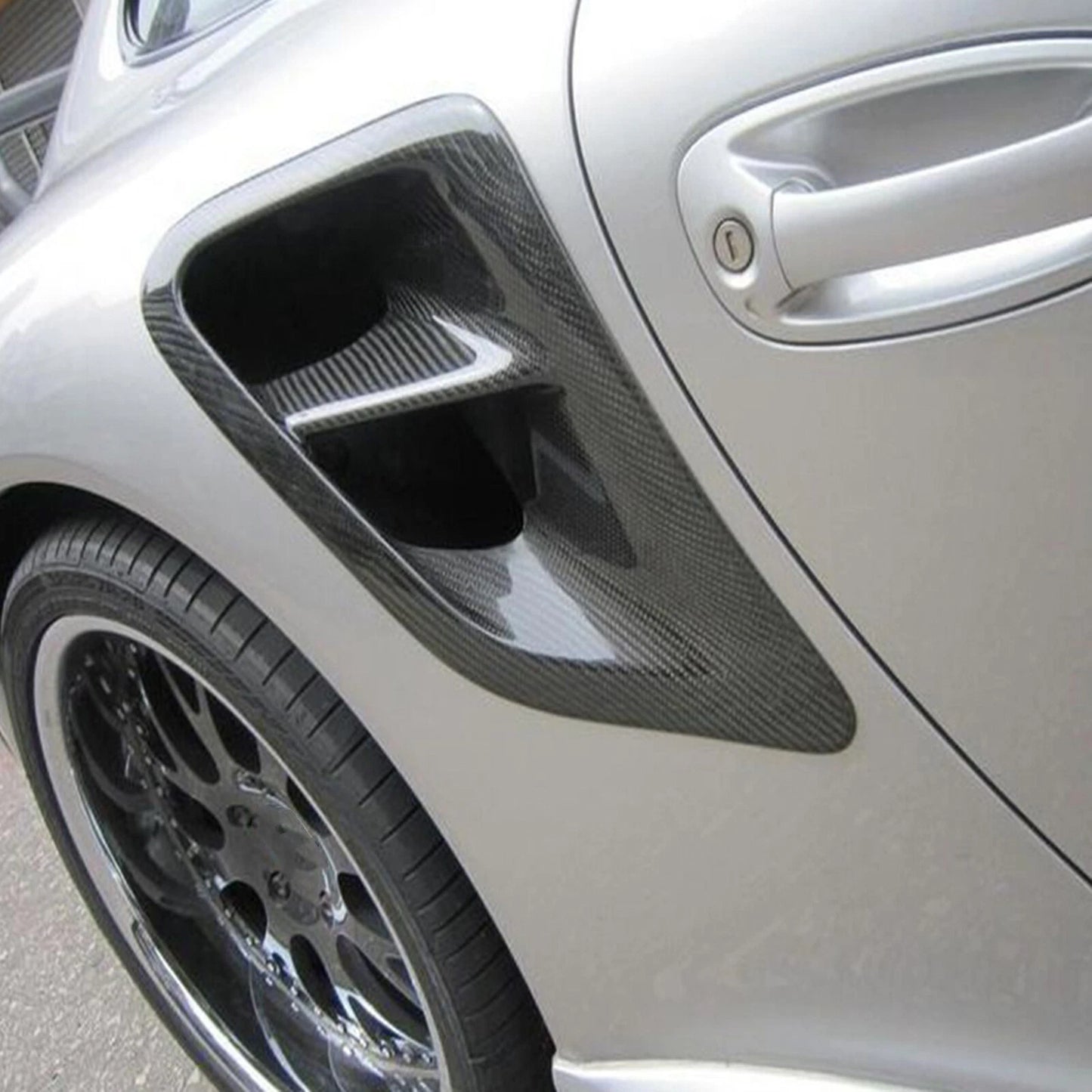 Black Carbon Fiber Side Fender Covers for Porsche 911 997 Turbo (2004-2012)