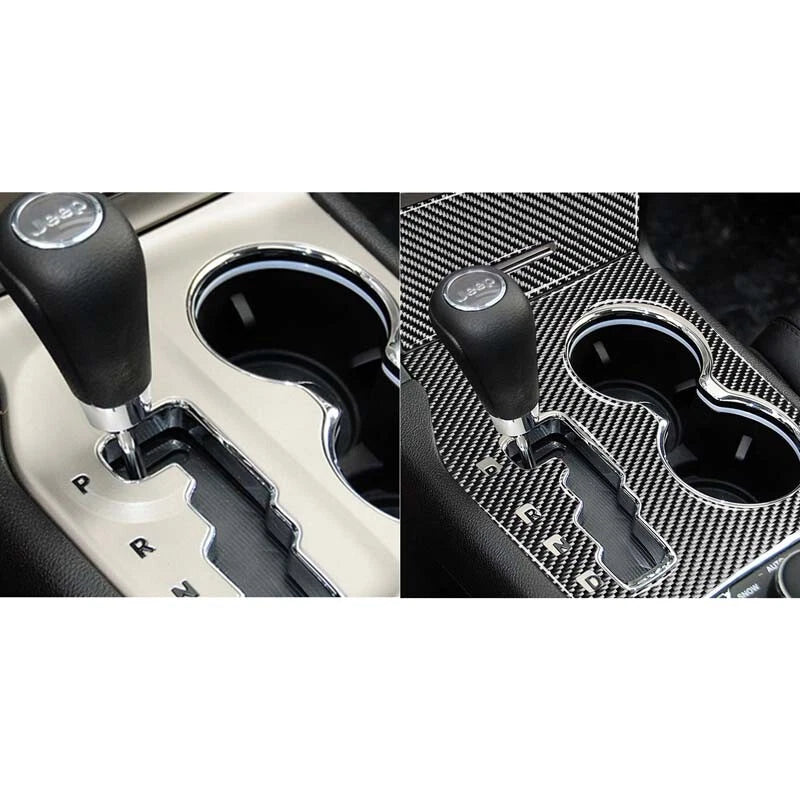 Carbon Fiber Center Console Cup Holder Cover Trim Fits Grand Cherokee 2011-2013