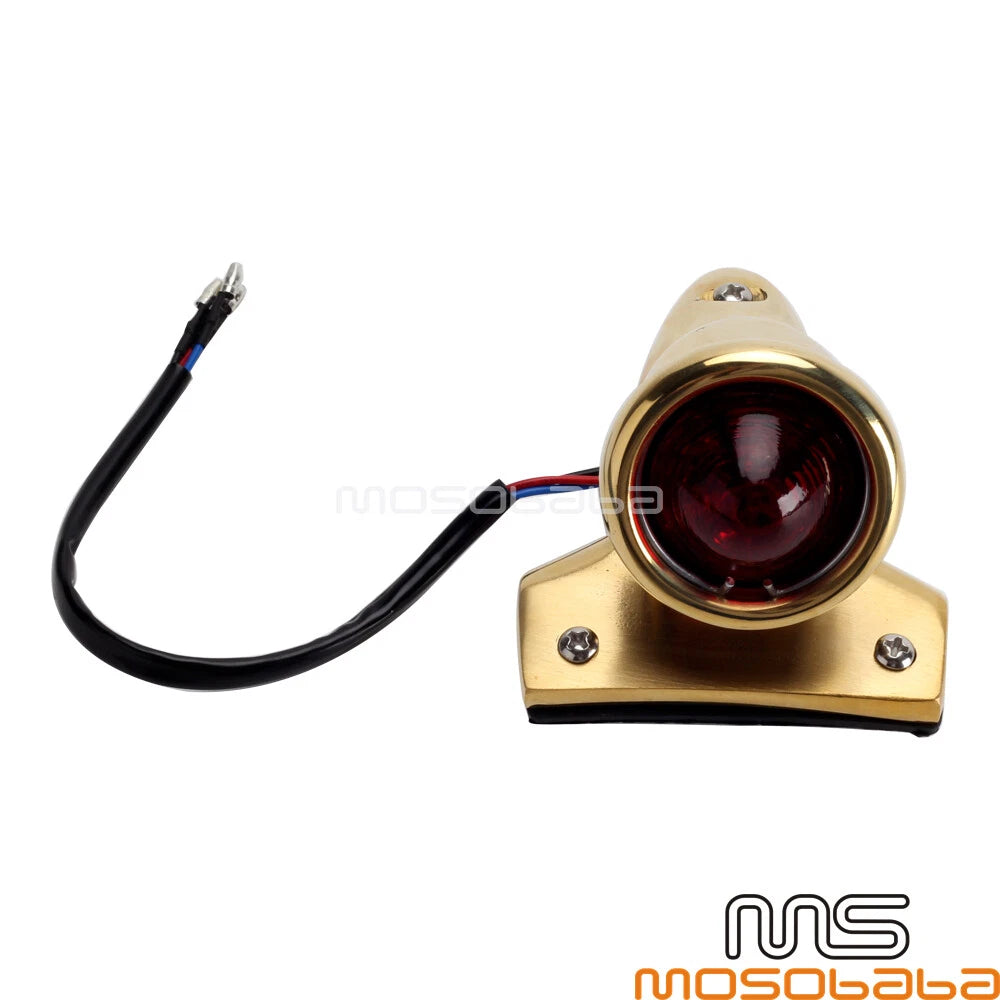 Brass Crocker Style LED Tail Light Assembly for Custom Harley Bobber