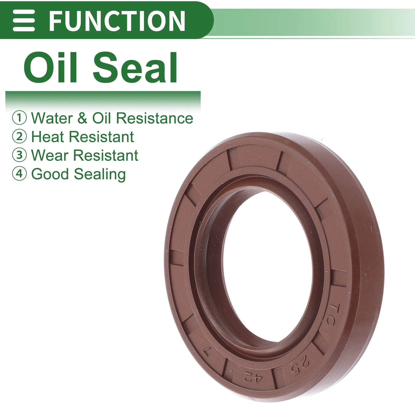 Oil Seal 5 Pcs Seal Ring Rotary Shaft Seal FKM Rubber 25x42x7mm Brown