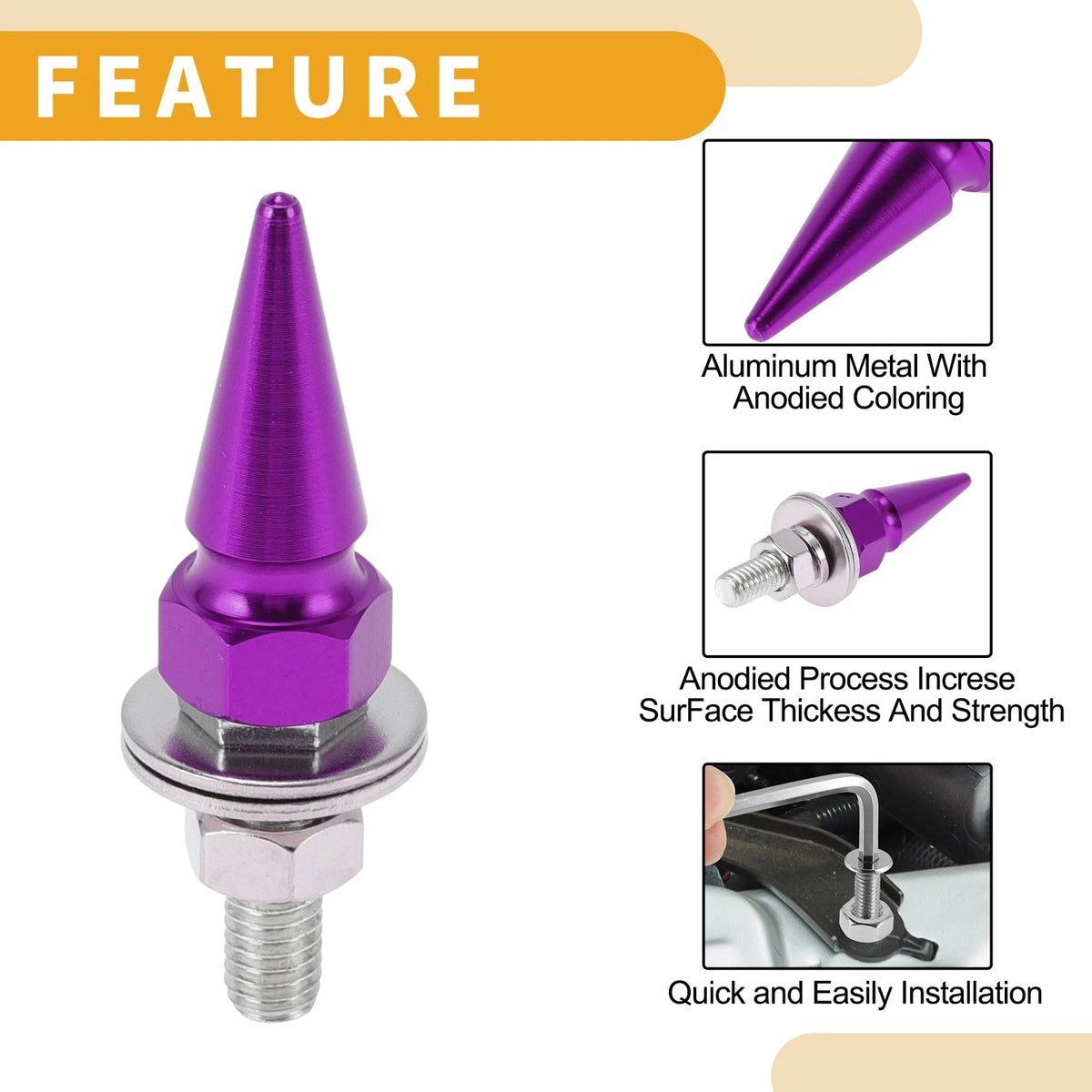 License Plate Screws Cover M6 54mm Purple 4 Pcs for Universal Motorcycle