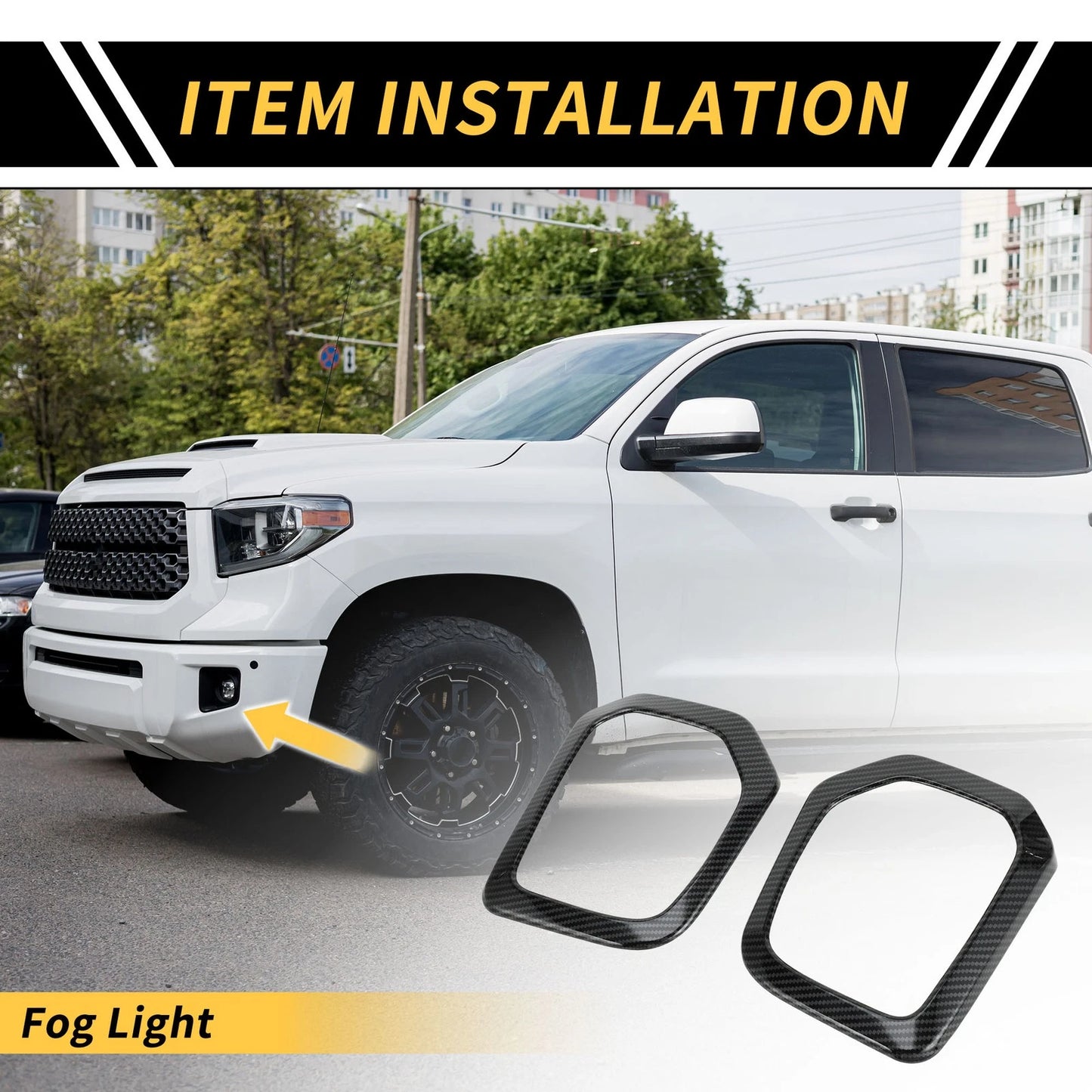Carbon Fiber Fog Light Grill Cover Trims for Toyota Tacoma (2016-2023)