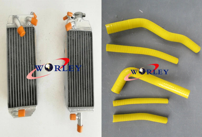 Aluminum Radiator + Red Silicone Hose for Suzuki RM125 (1996-1997)
