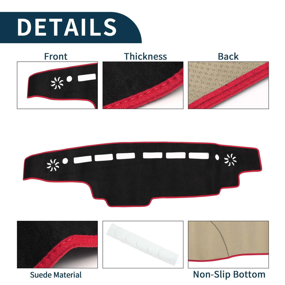 Dash Cover Mat for Suzuki Every DA17W DA17V (2015-2023) - Black Red