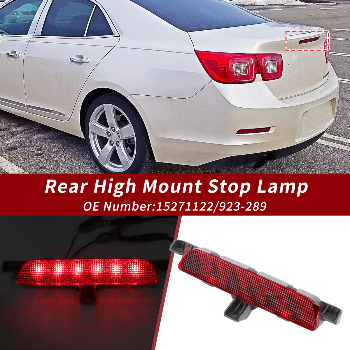 Red High Mount LED Third Brake Light for Chevrolet Malibu (2008-2012)