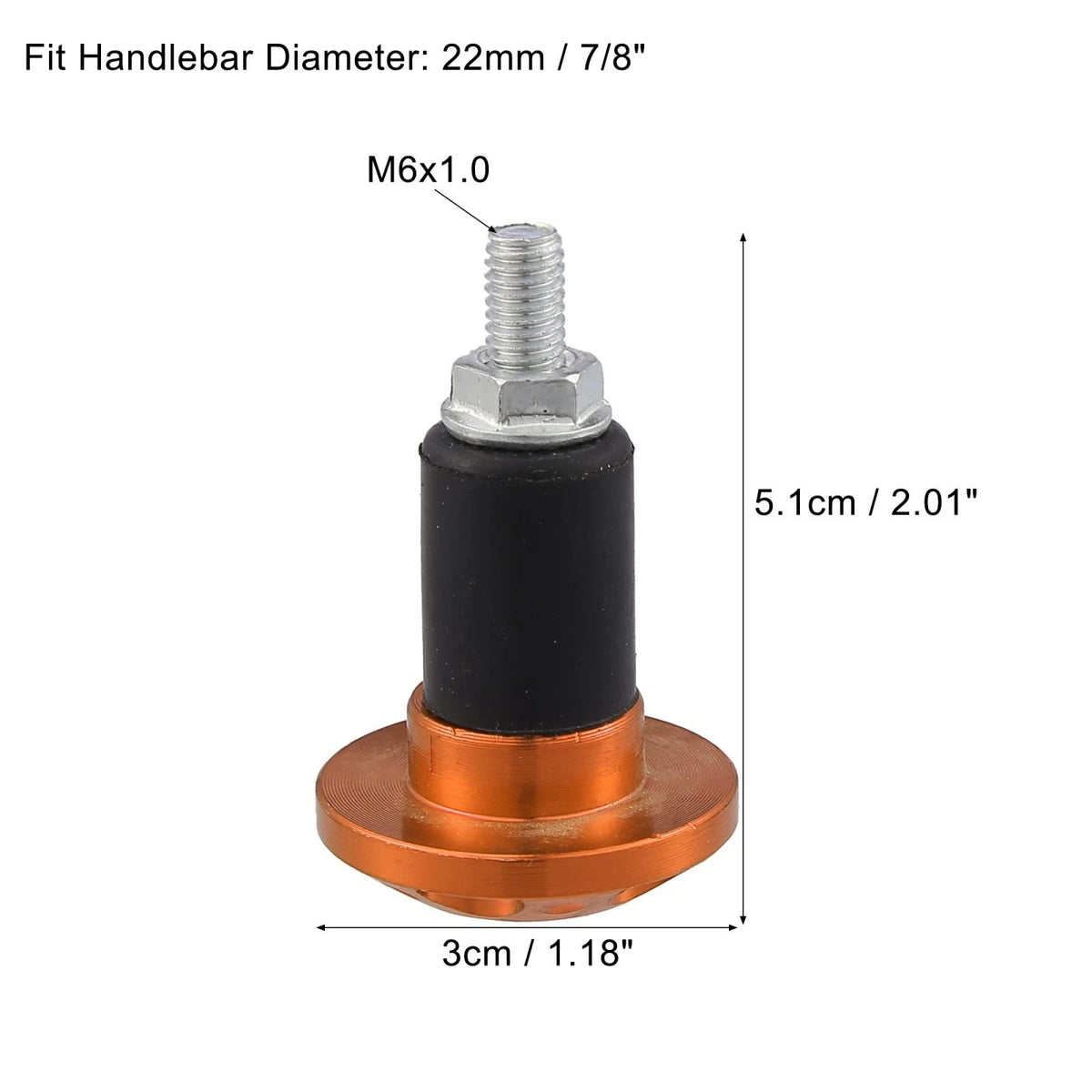 Pair 7/8 22mm Motorcycle Hand Grips End Caps Aluminum Orange for Motorcycle