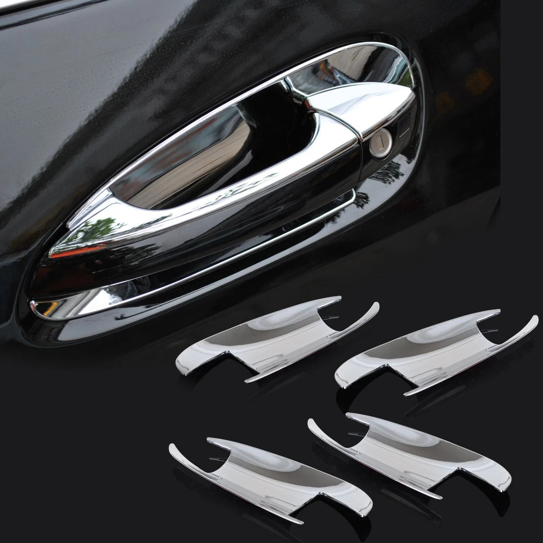 4 x Chrome Door Handle Recesses for Mercedes Benz GLK300 W204 (2008-2015)