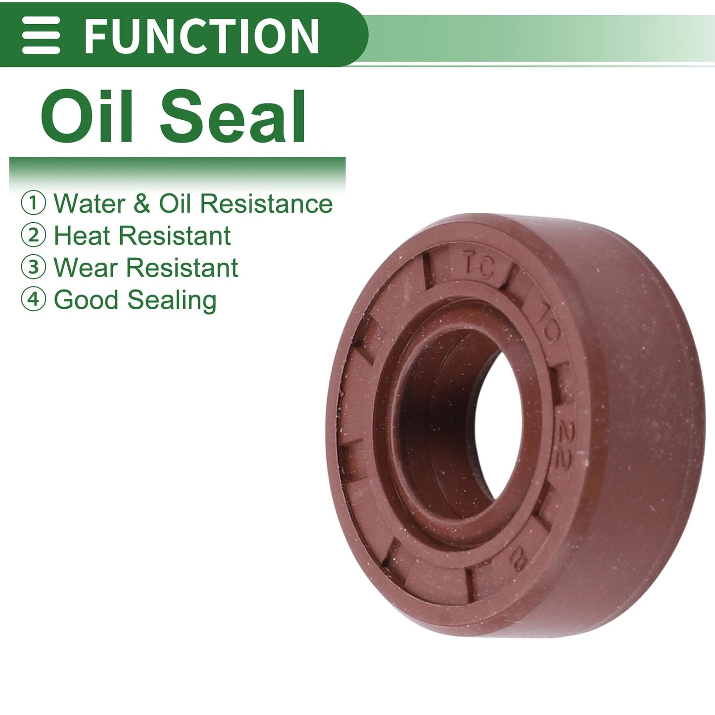 Oil Seal / 5 pcs 10x22x8mm / Rotary Shaft Seal Fluorine Rubber