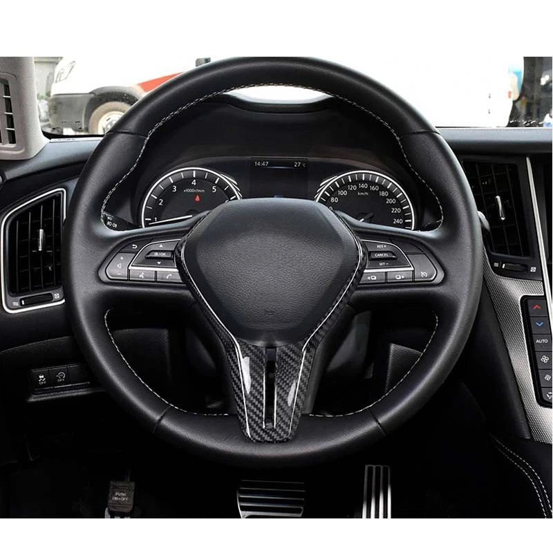100% Carbon Fiber Steering Wheel Frame Cover Trim for Infiniti Q50 2018-2024