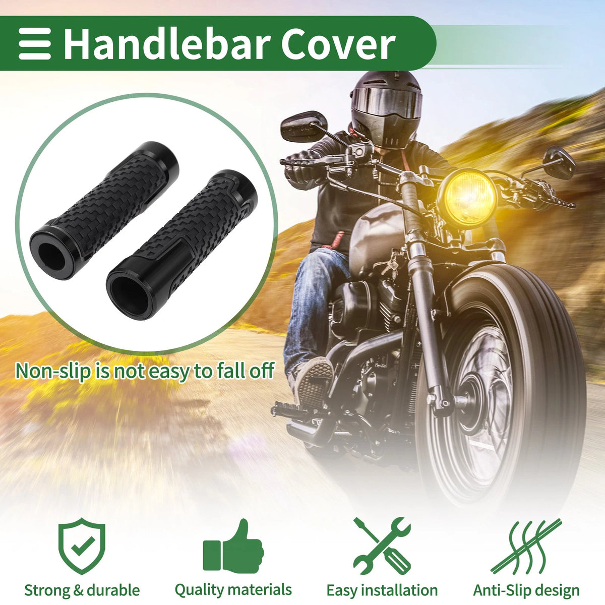 7/8" 22mm Hand Grips Cover Kit for Motorcycle Handle Bar Throttle Black Plaid