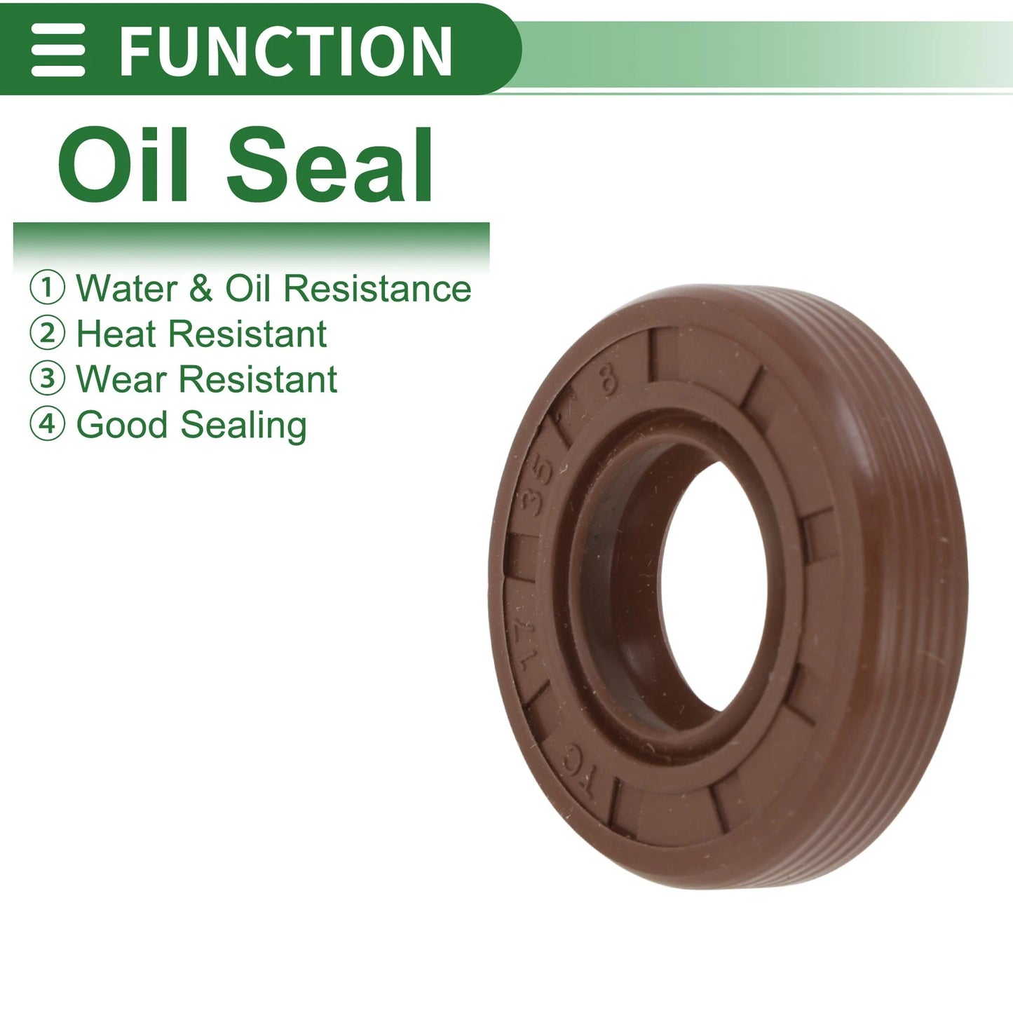 Oil Seal 17x35x8mm 5 Pcs Brown FKM Rubber