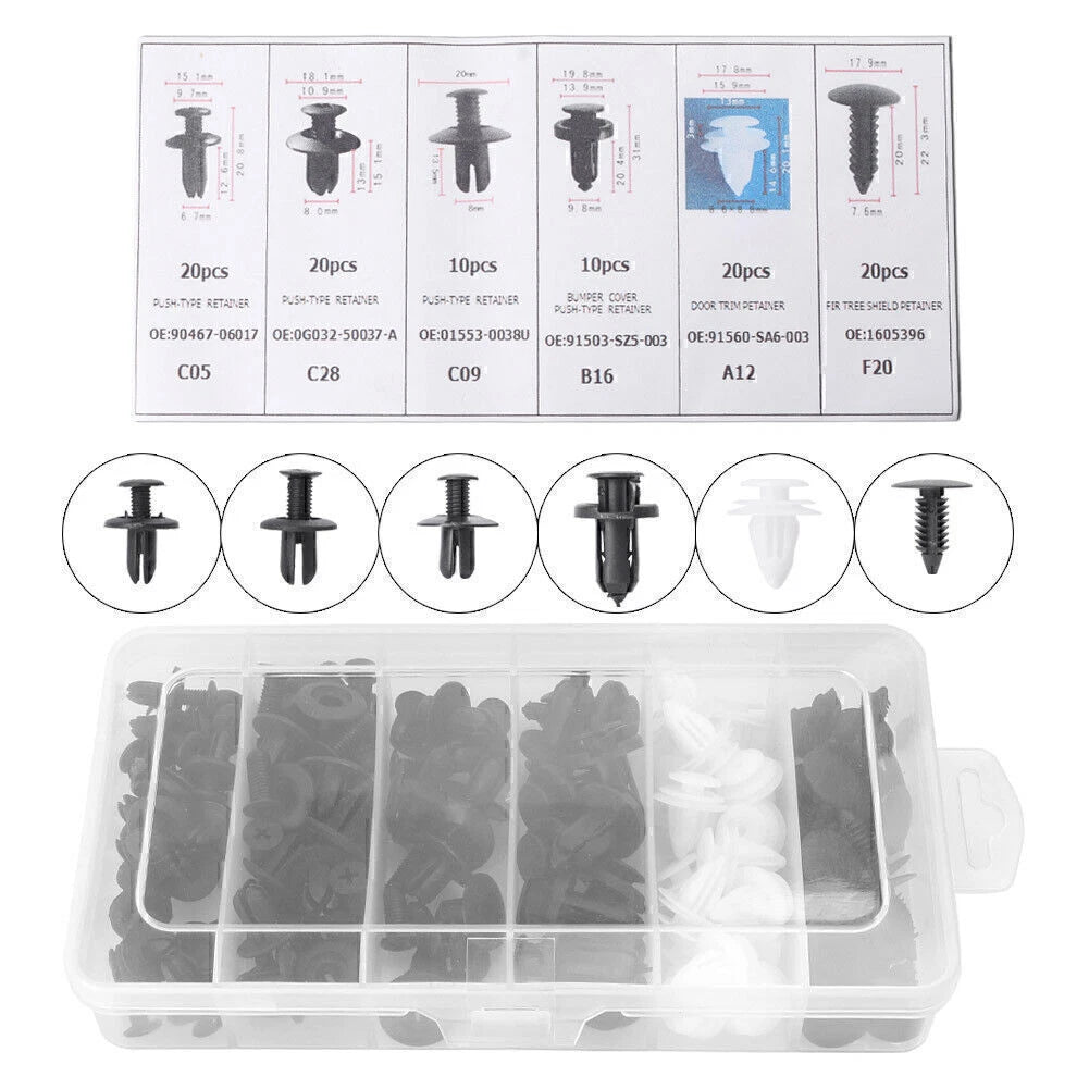 100 Pcs Car Body Push Pin Rivet Fasteners for Various Makes & Models