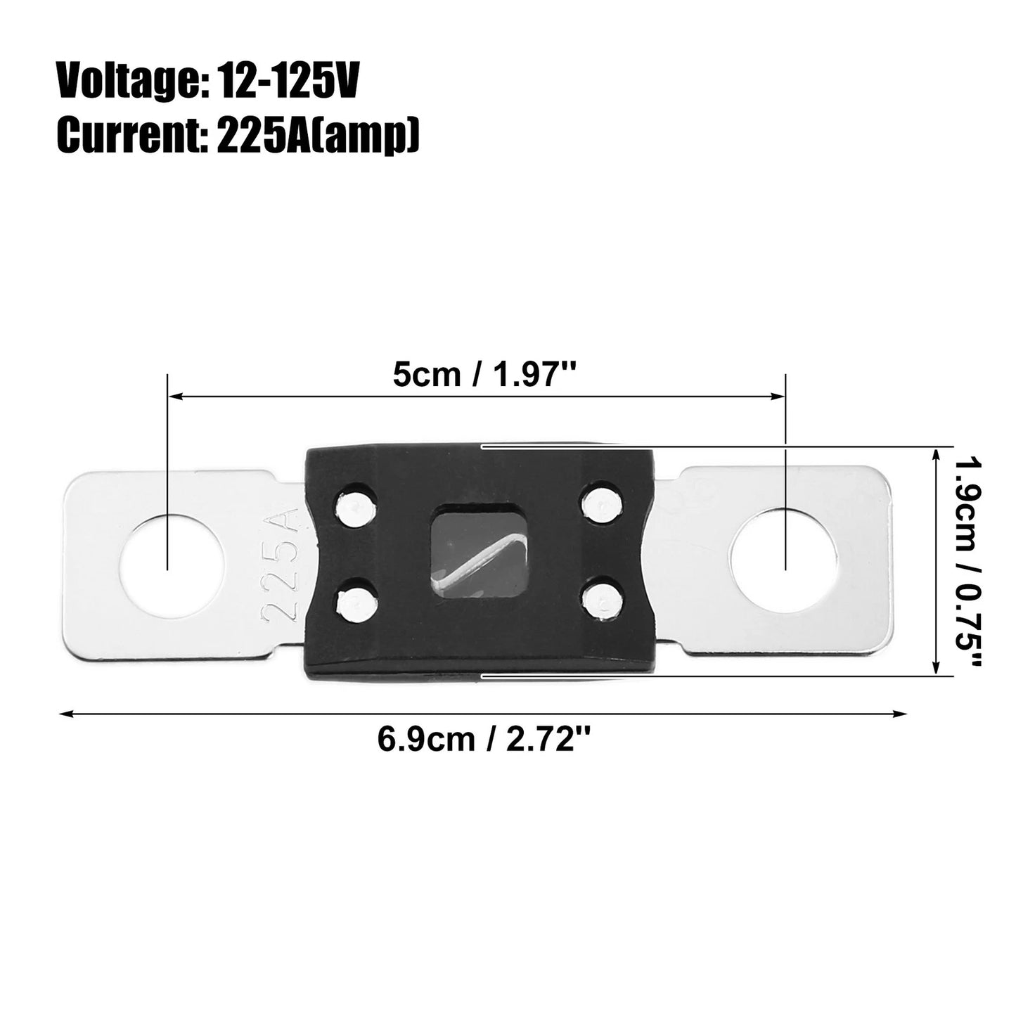 3pcs 225A 12V High Current Fuse for Car Audio Boats Motorcycles Fuse Holder