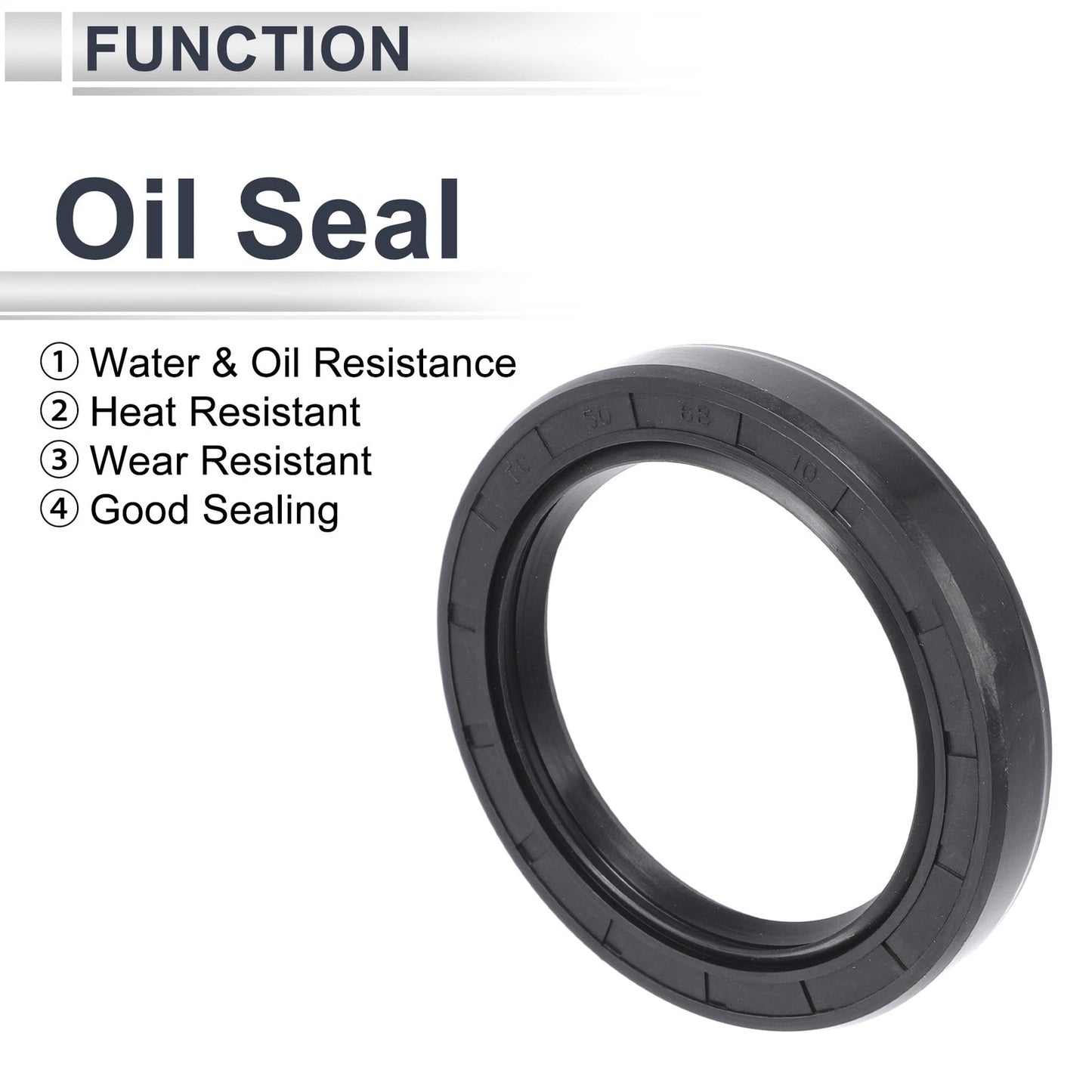 Oil Seal 5 Pcs Seal Ring Rotary Shaft Seal NBR Rubber 50x68x10mm Black