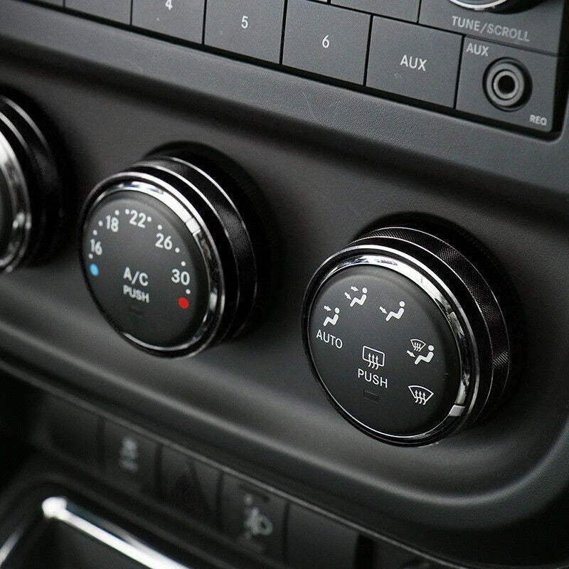 3 x Black Air Condition Switch Knob Trim Rings for Jeep Wrangler (2011-2017)