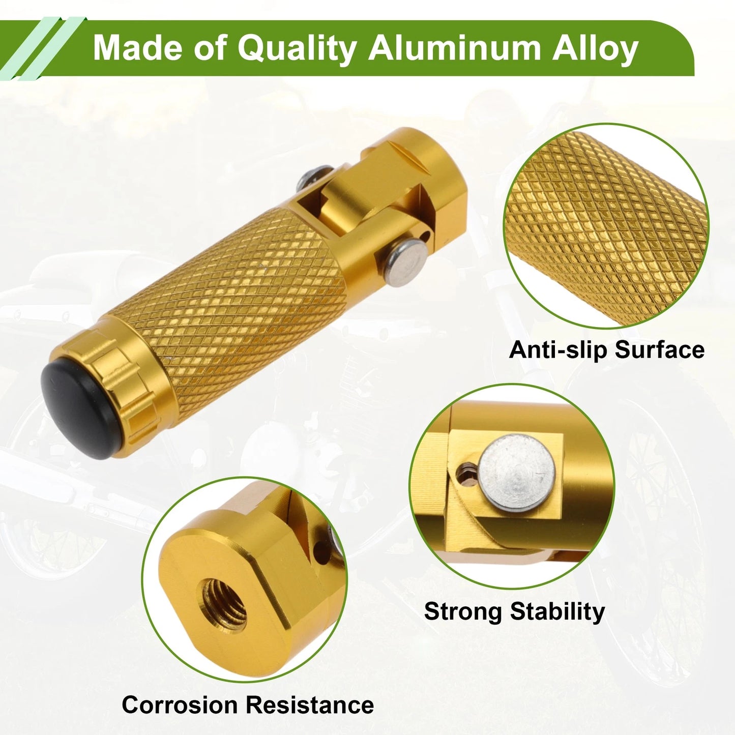 FootPegs 4.6" Rear Footrest Aluminum Alloy Gold Tone 2 x for Motorcycle