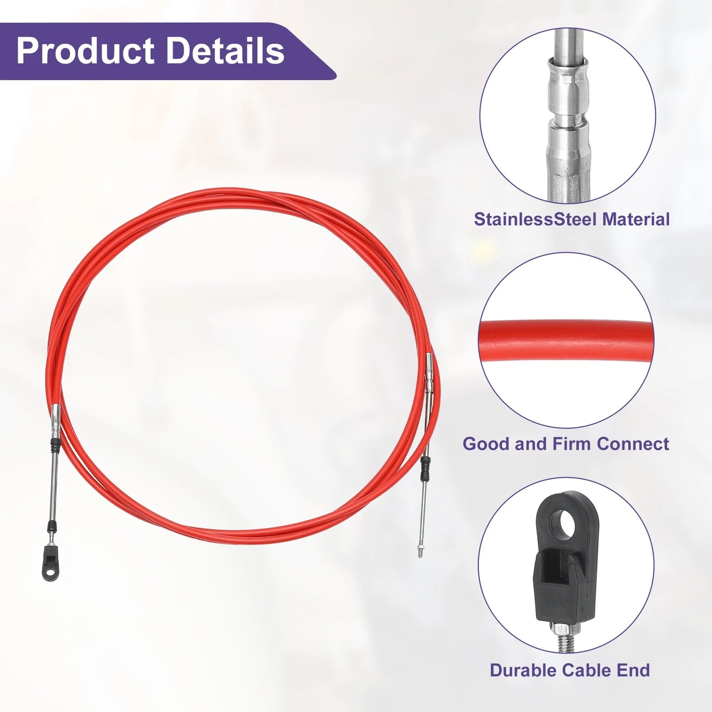500cm / 16FT / Throttle Control Cable for Marine Boat
