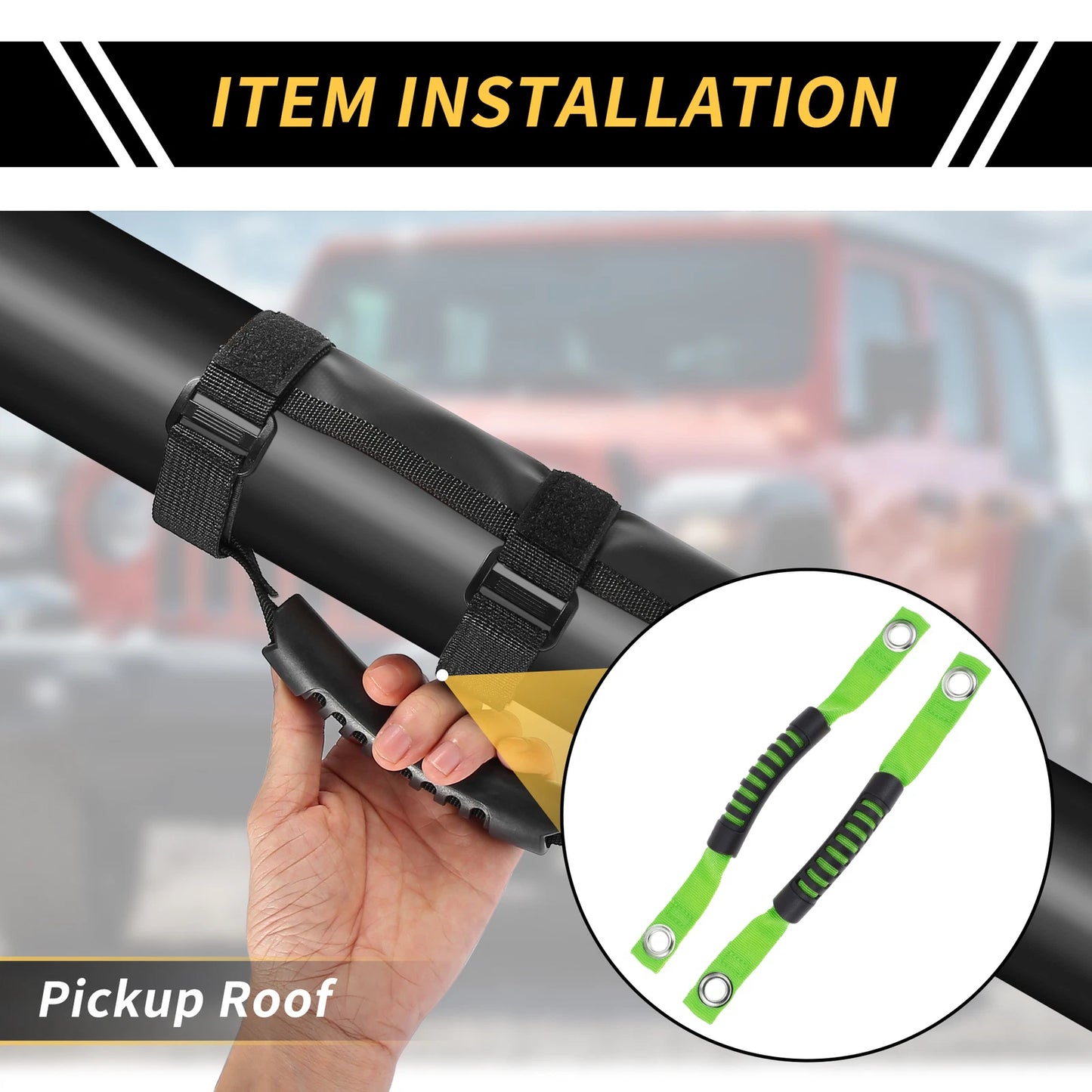Roll Bar Grab Handles for Jeep Wrangler Roof Rope Handle Green
