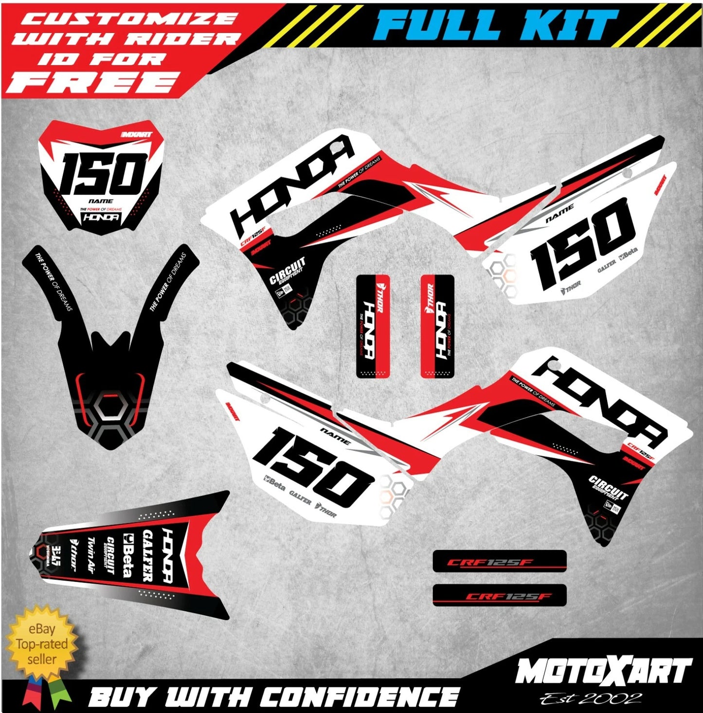 Full Custom Graphic Kit for Honda CRF 125 (2019-2021) - Stickers Decals