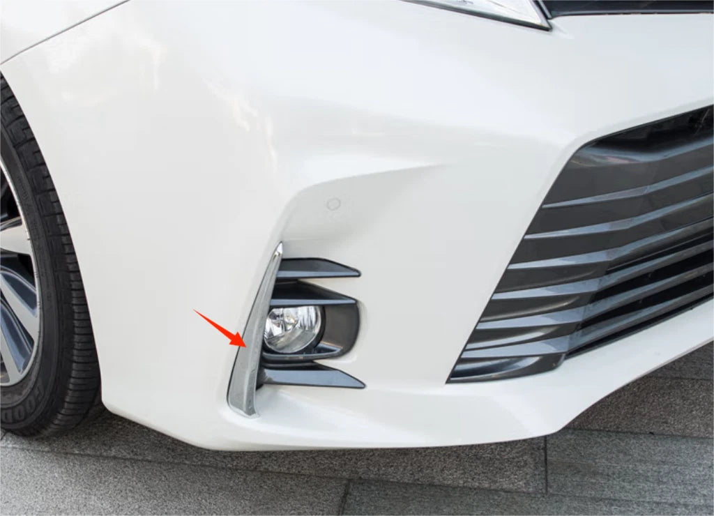 Chrome Front Fog Light Side Lid Brow Cover Trim for 2018-2020 Toyota Sienna 2 x pcs