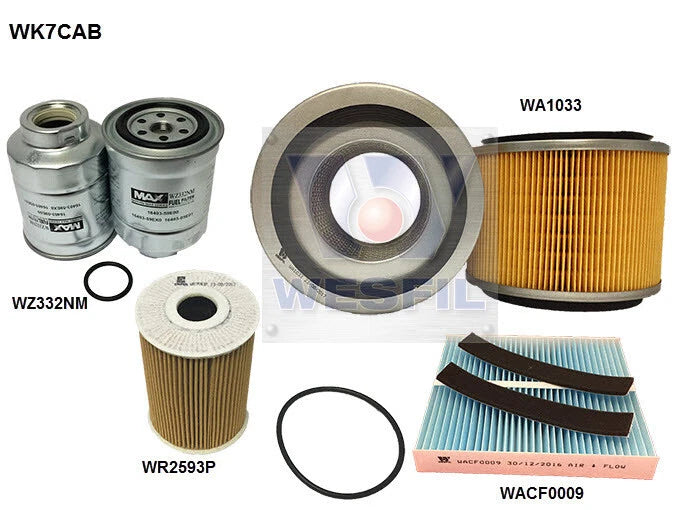 Wesfil Filter Service Kit for Nissan Patrol GU Y61 3.0L ZD30 (2000–2007)