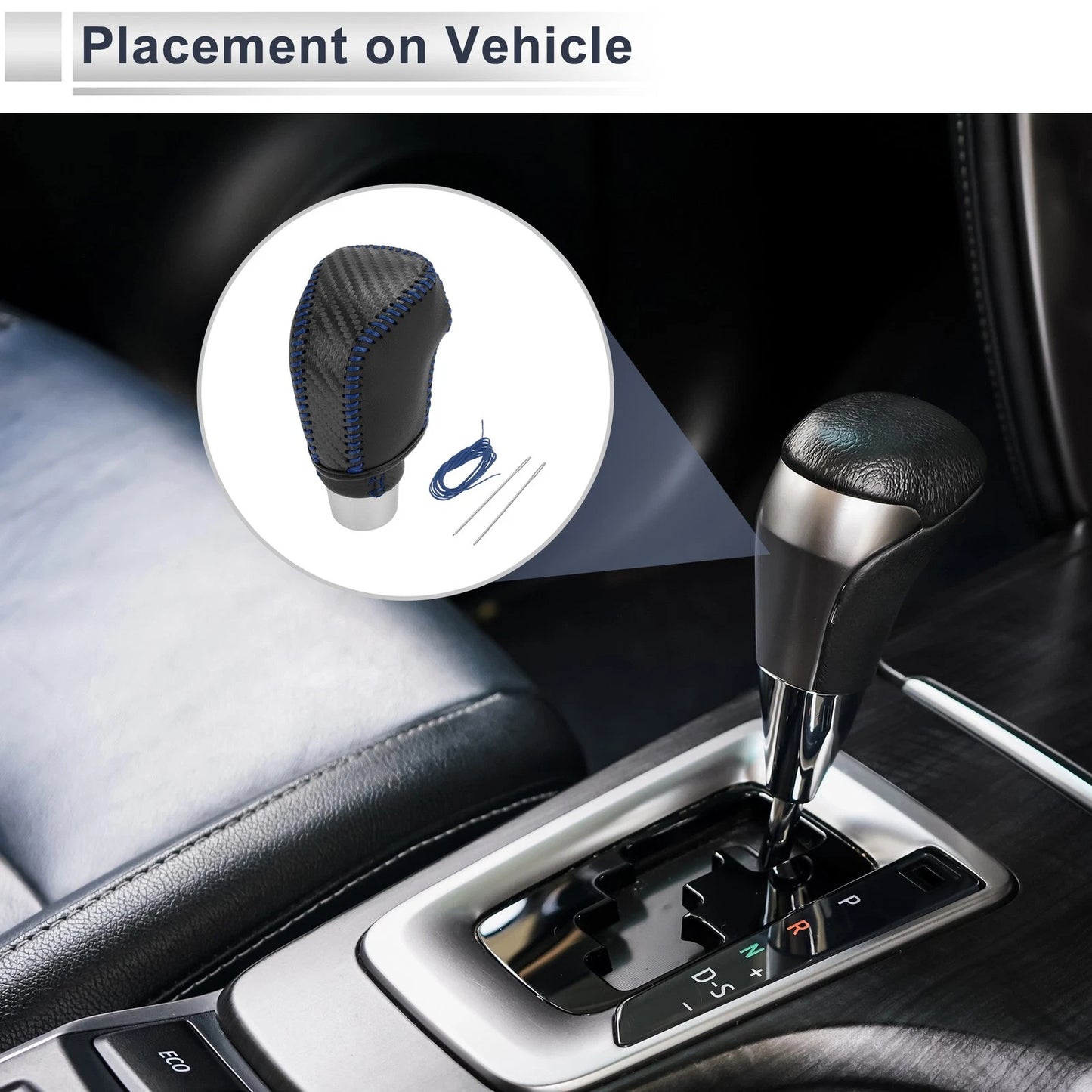 Gear Shift Knob Cover Black carbon fiber Blue for Toyota Camry (2019–2022)