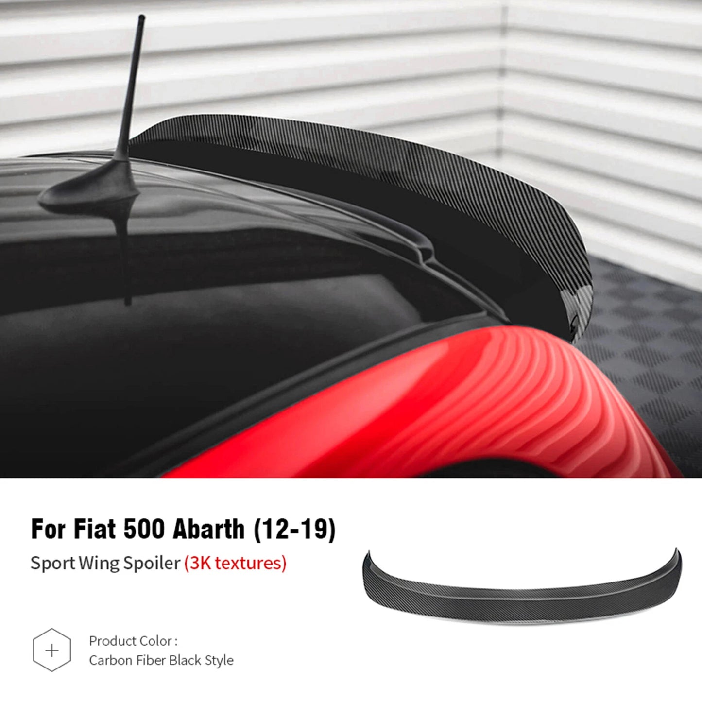 Rear Boot Spoiler Lip for Fiat 500 Abarth (2012-2019)