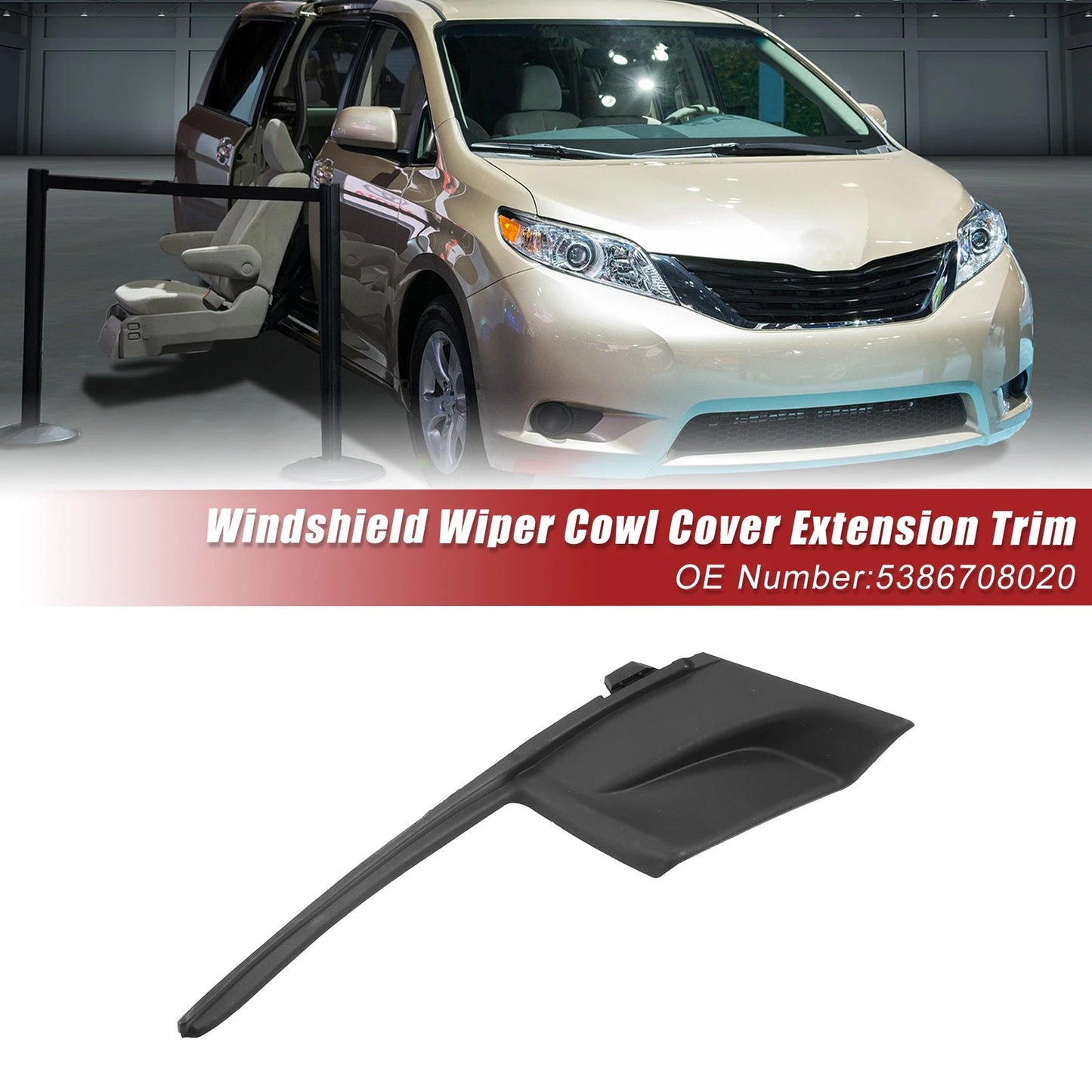 Front Left Windshield Wiper Cowl Panel for Toyota Sienna (2011-2020)