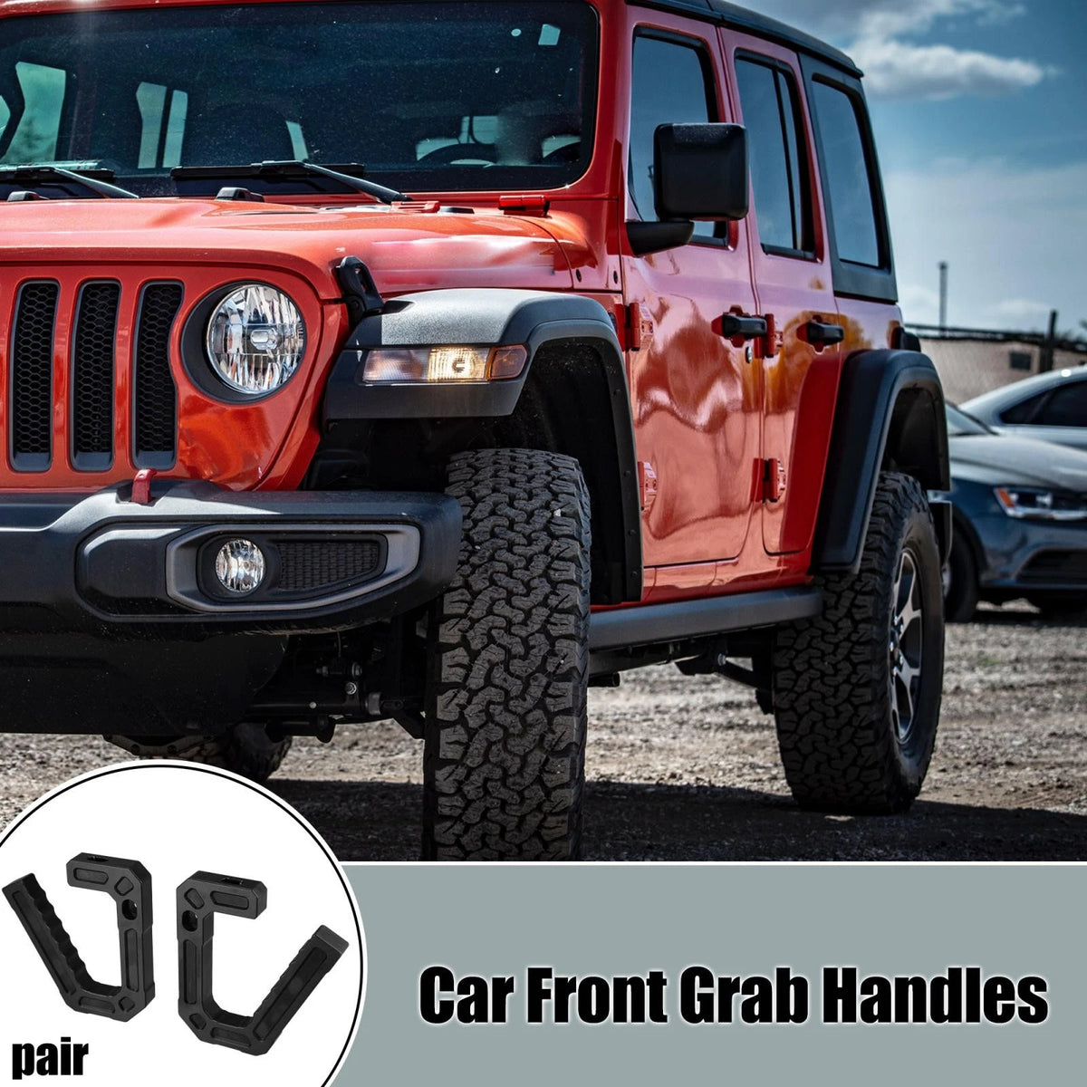 Front Grab Handles 2 x Aluminum Alloy for Jeep Wrangler JK (2007-2018) Black