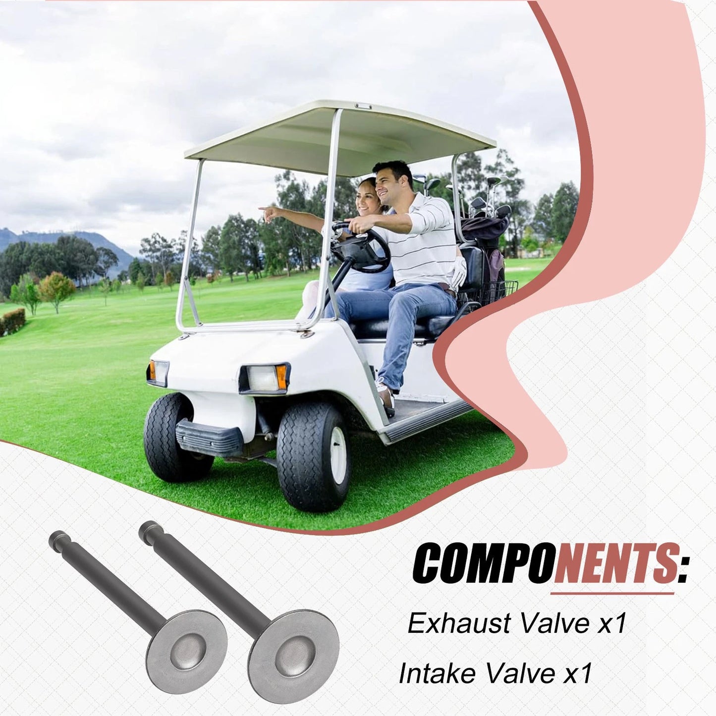 2 x Exhaust Intake Valve for Club Car 341cc Gas Golf Cart (1984–1991)