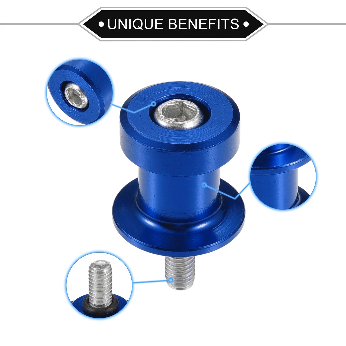 Pair 6mm CNC Swing Arm Spools Sliders Stand Blue for Motorcycle