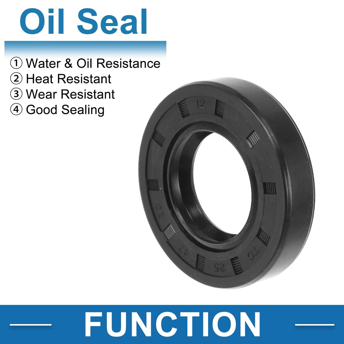 Oil Seal Rotary Shaft Seal Nitrile Rubber 25x47x10mm Black 5pcs for Model