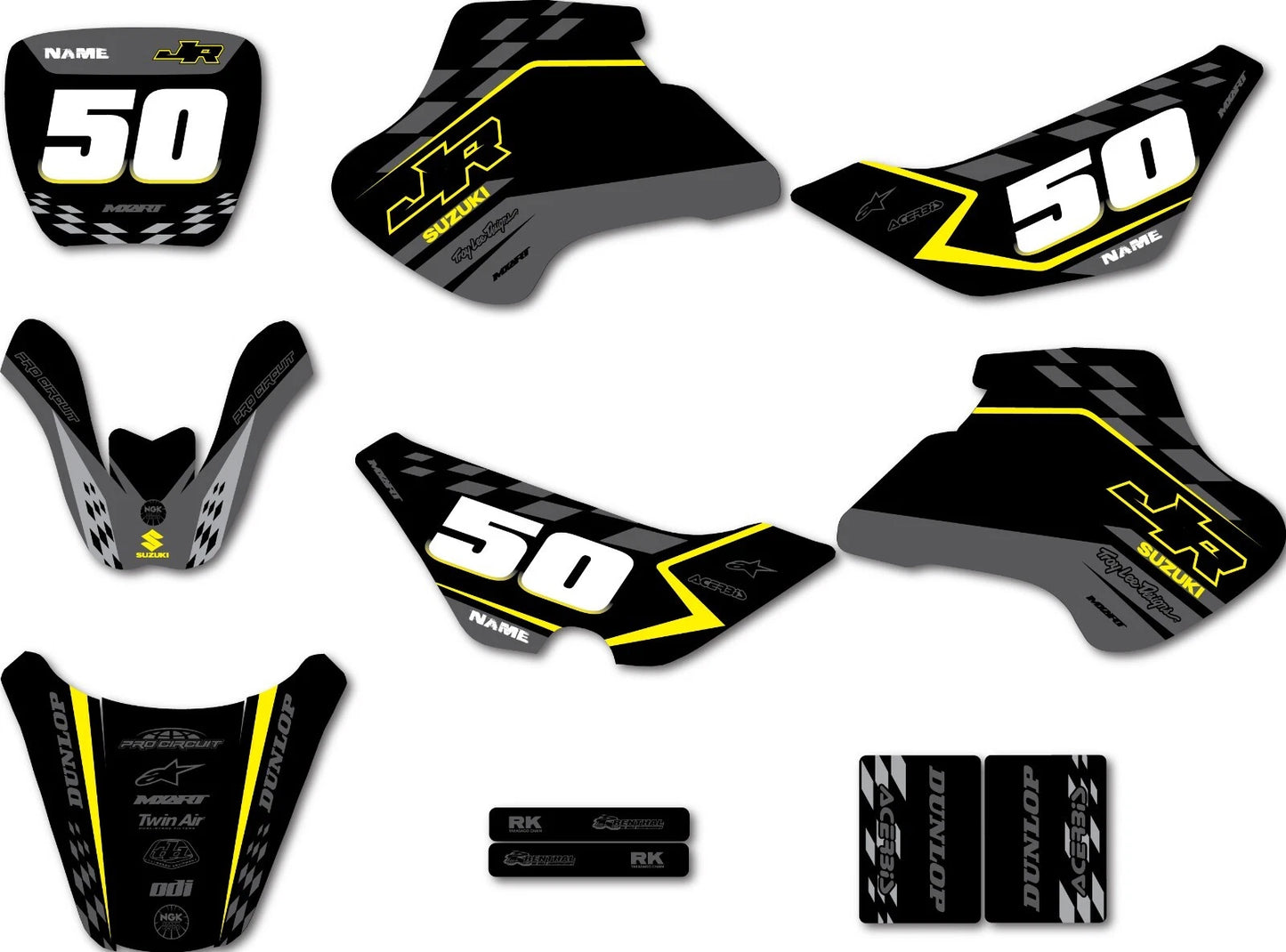 Suzuki JR 50 Full Kit Granite Style Stickers