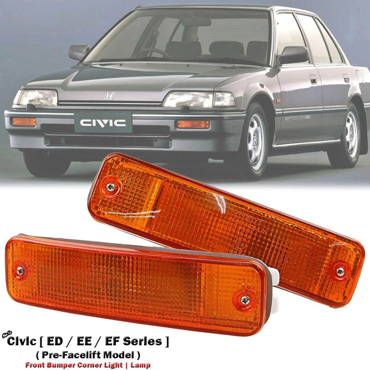 Bumper Indicator Signal Light Set for Honda Civic ED3 ED4 ED6 ED7 (1988-1989)