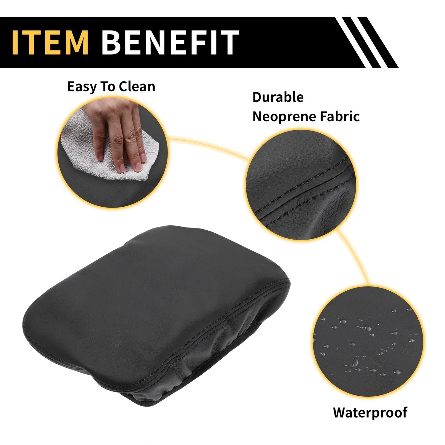 Center Console Cover for GMC Canyon Microfiber Leather Anti-Scratch Black