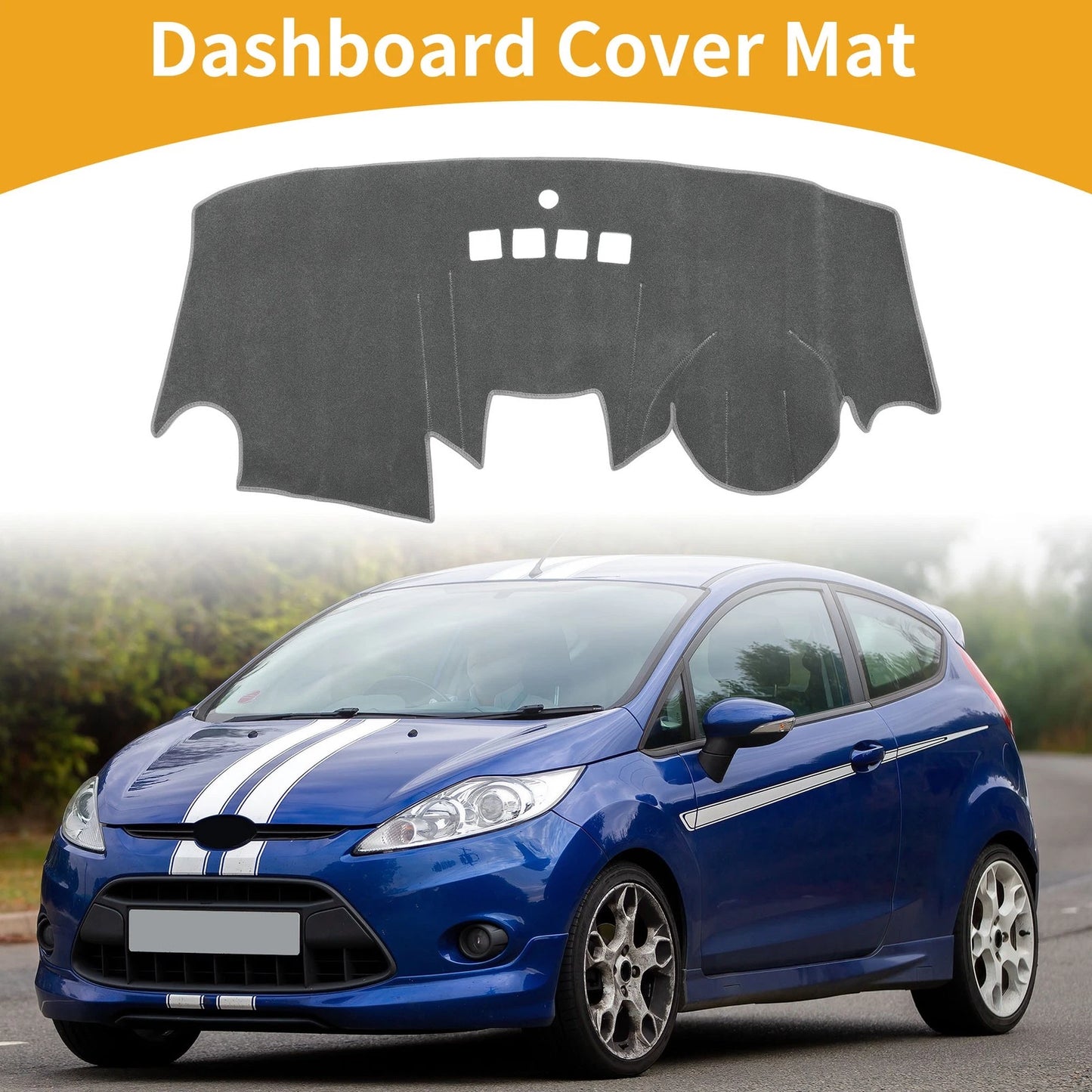 Dashboard Cover Mat for Ford Fiesta MK7 (2009-2017) Gray 1 x Piece