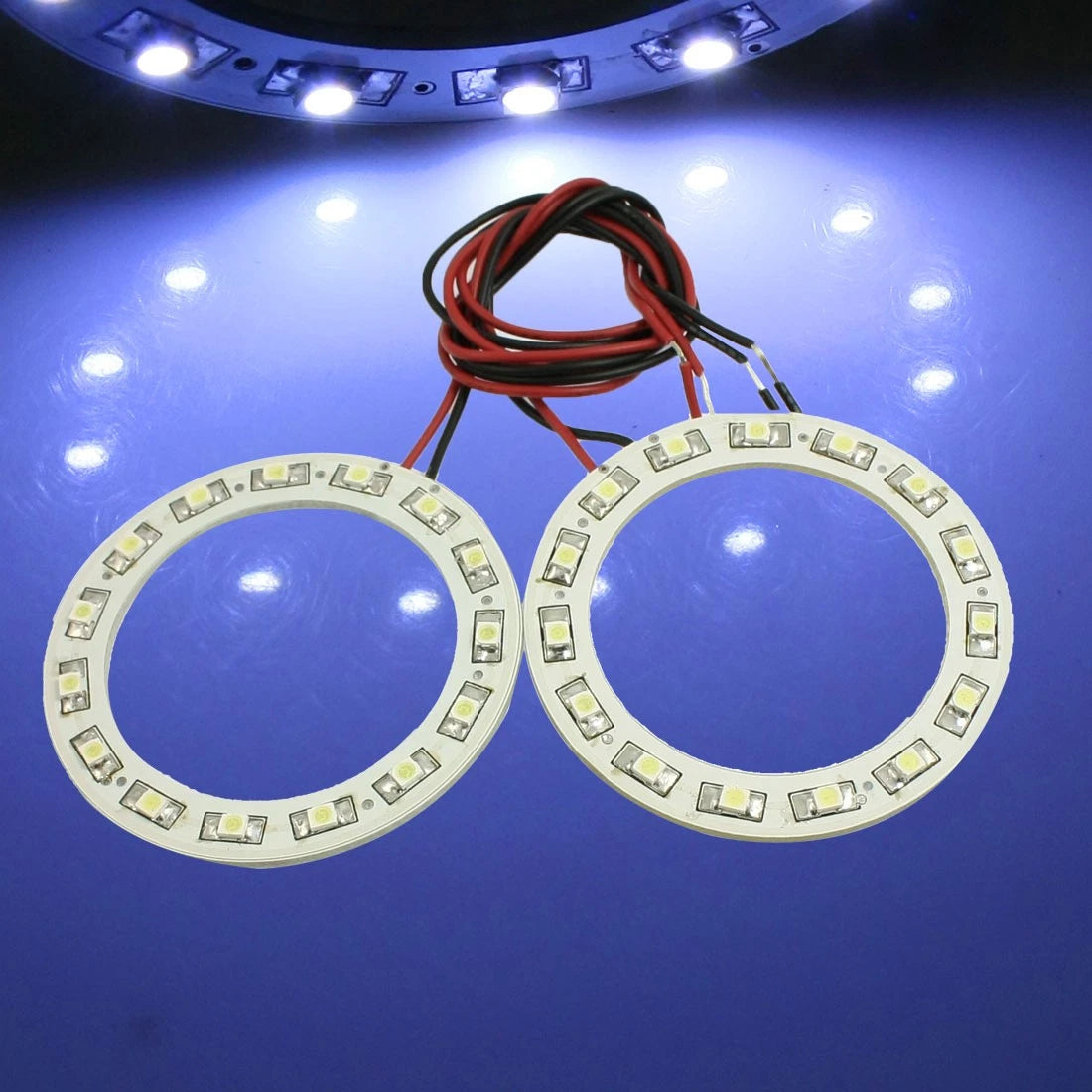 15 LED Ring Light White 60mm 2 Pcs for Car Auto Motorcycle