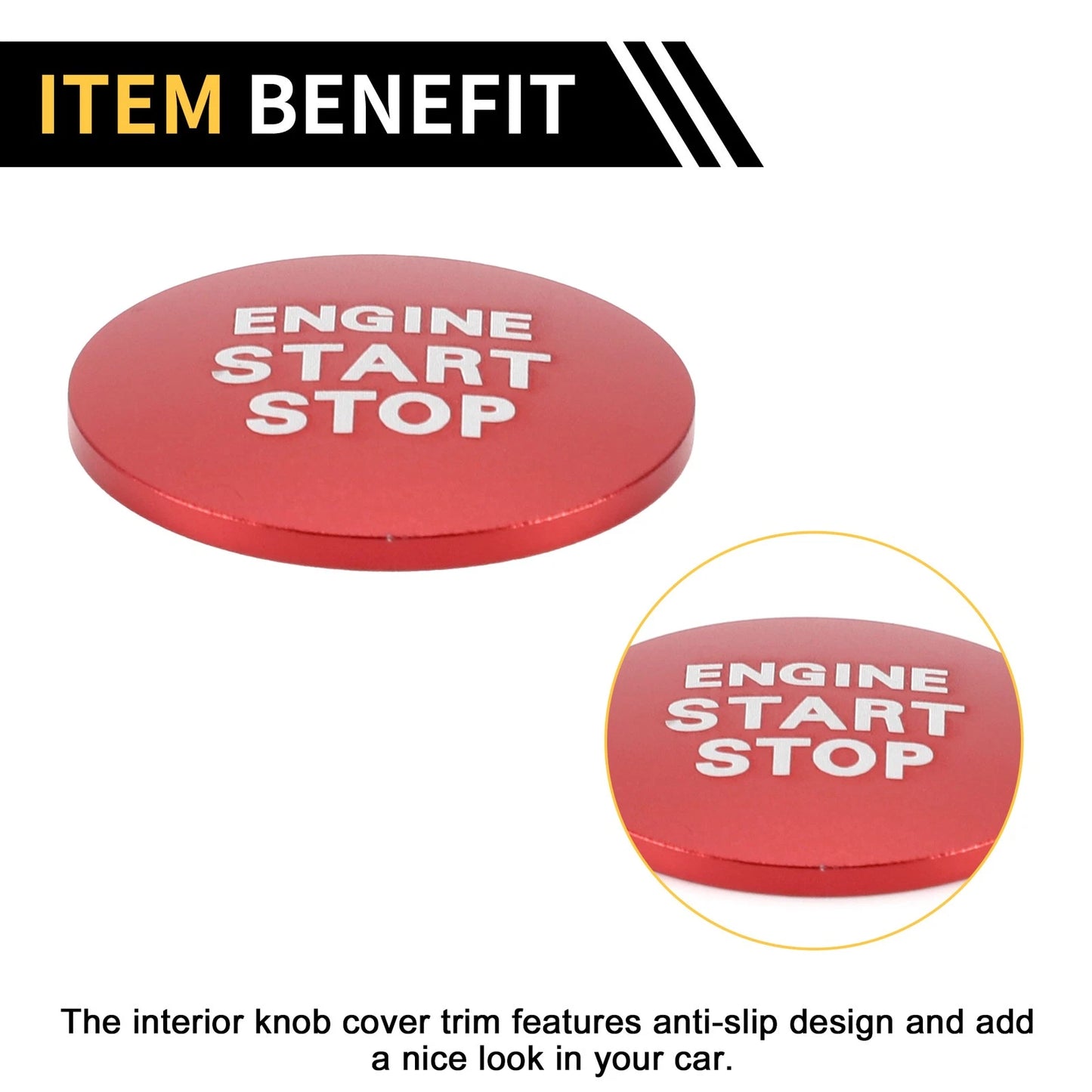 Engine Start Stop Button Switch Knob Cover for Toyota Tacoma (2016-2023) Red