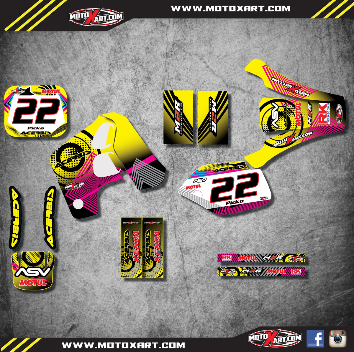 Full Custom Graphic Kit for Honda CR 80 (1993-1995) - Neon Style Stickers/Decals