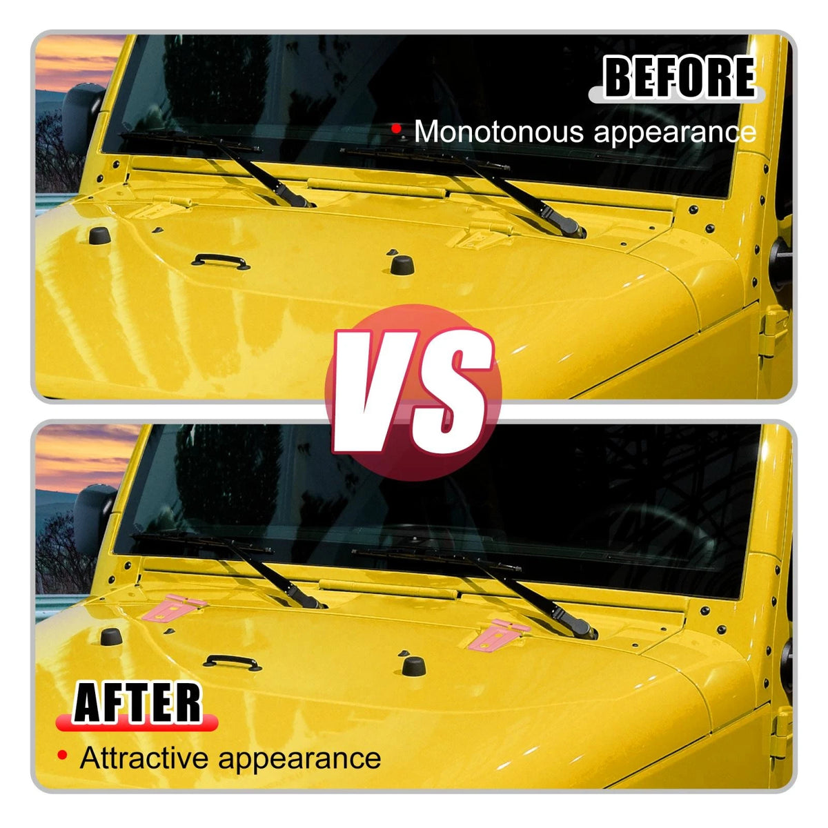 2 x Engine Hood Hinge Covers for Jeep Wrangler 2-Door/4-Door (2007-2018)