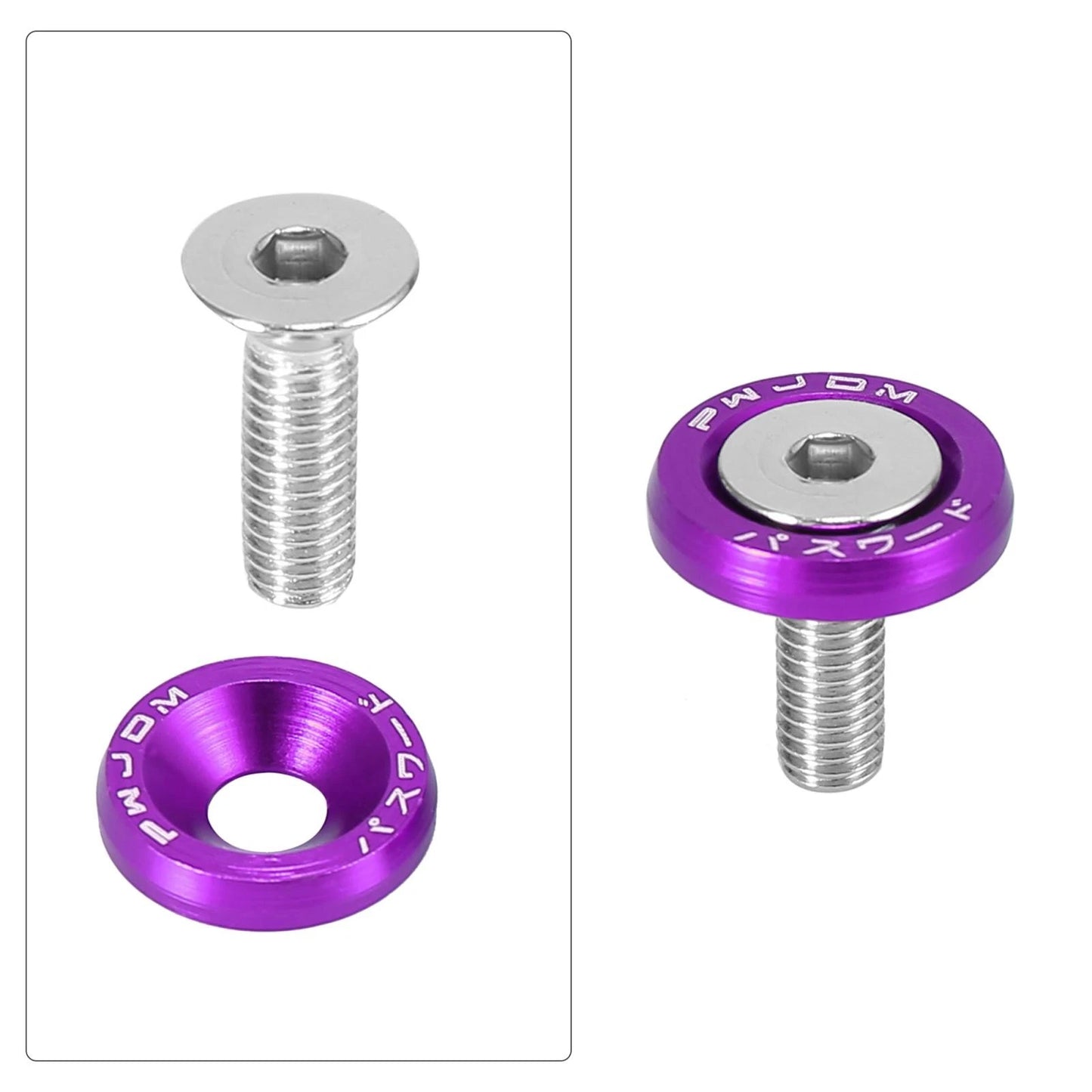 8pcs Purple M6 Quick Release Fastener Bumper Mudguard Washer Bolt for Car/Motorcycle