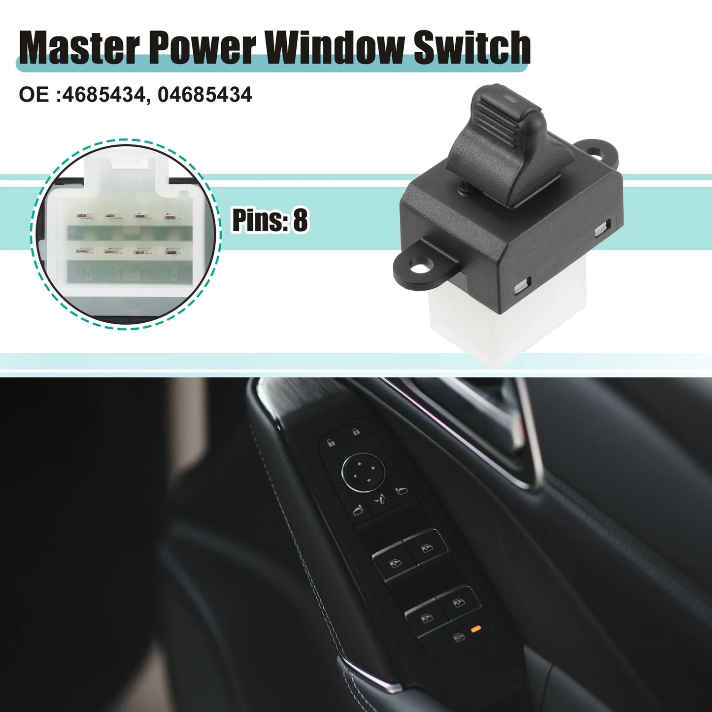 Rear Right Side Master Power Window Switch for Dodge Viper (2001-2001)