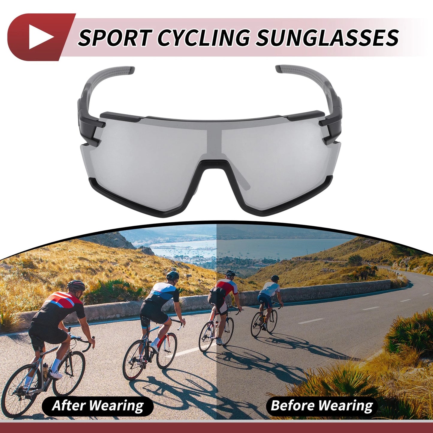 Motorcycle Riding Goggles Silver Tone Gray Lens Black Frame for Motorcycle